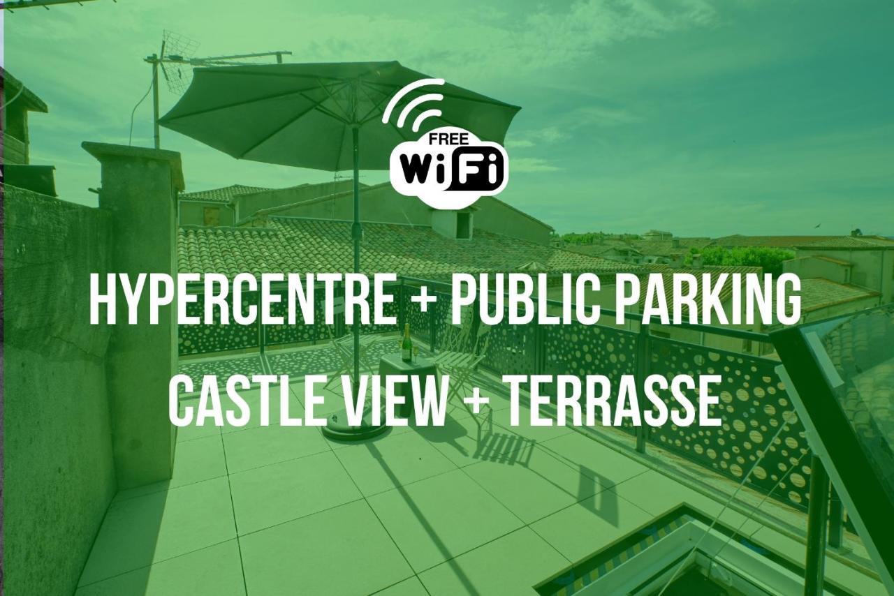 Mon Toit Carcassonnais •Hypercentre •Terrasse •Vue Lägenhet Carcassonne Exteriör bild